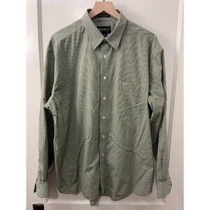 Eddie Bauer Men's Wrinkle Resistant Green White Gingham L/S Shirt Size XL